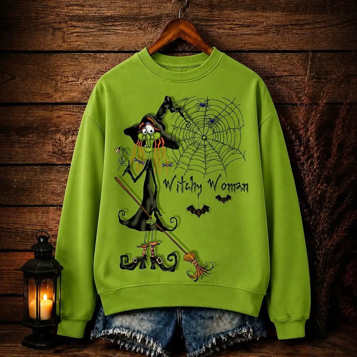 Lady's Retro Ethnic Fabric Longsleeves Crew Neck Pullover Sweatshirt - Printed Casual Witchy Fit Style Women's Top