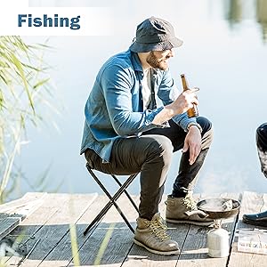Ultra-compact folding stool - lightweight and durable, perfect for travel, camping, fishing and outdoor adventures - quick folding design for easy portability