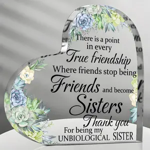 Acrylic Friendship Plaque, Flower Pattern Friendship Keepsake for Female Friends, Birthday & Christmas Gift, Decorative Desk Ornament for Besties, Signs