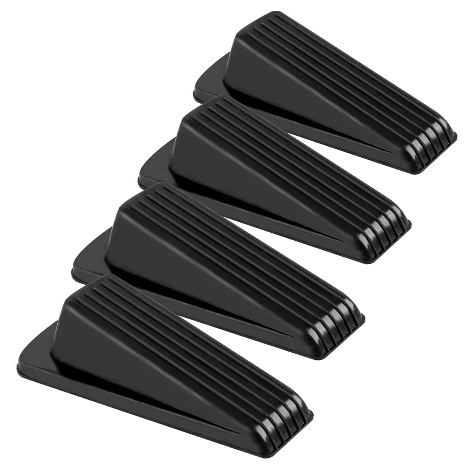 12-Pack Ultra-Thin Stainless Steel Hollow Design Magnetic Cabinet Door Catches - 4.8in(L)x2.2in(W)x1.3in(H) with Durable Rubber Adhesive Friction Grip, Angled Base, Environmentally Friendly Ceramic Build for Kitchen, School Door Stops