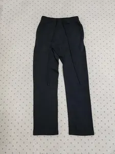 Uncuffed Men's Sweatpants Black Joggers Relaxed Oversized Fit Design Unisex Athletic Casua Lounge Pants with Pockets, Soft Fleece Home Pants with Drawstring