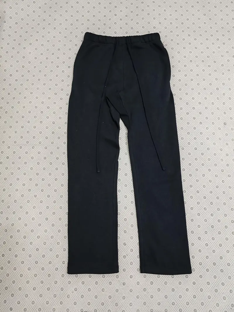 Uncuffed Men's Sweatpants Black Joggers Relaxed Oversized Fit Design Unisex Athletic Casua Lounge Pants with Pockets, Soft Fleece Home Pants with Drawstring