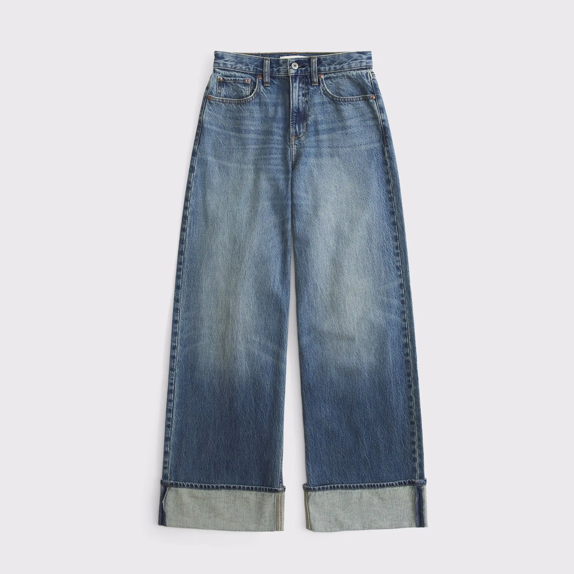 Abercrombie & Fitch High Rise Wide Leg Cuffed Jean