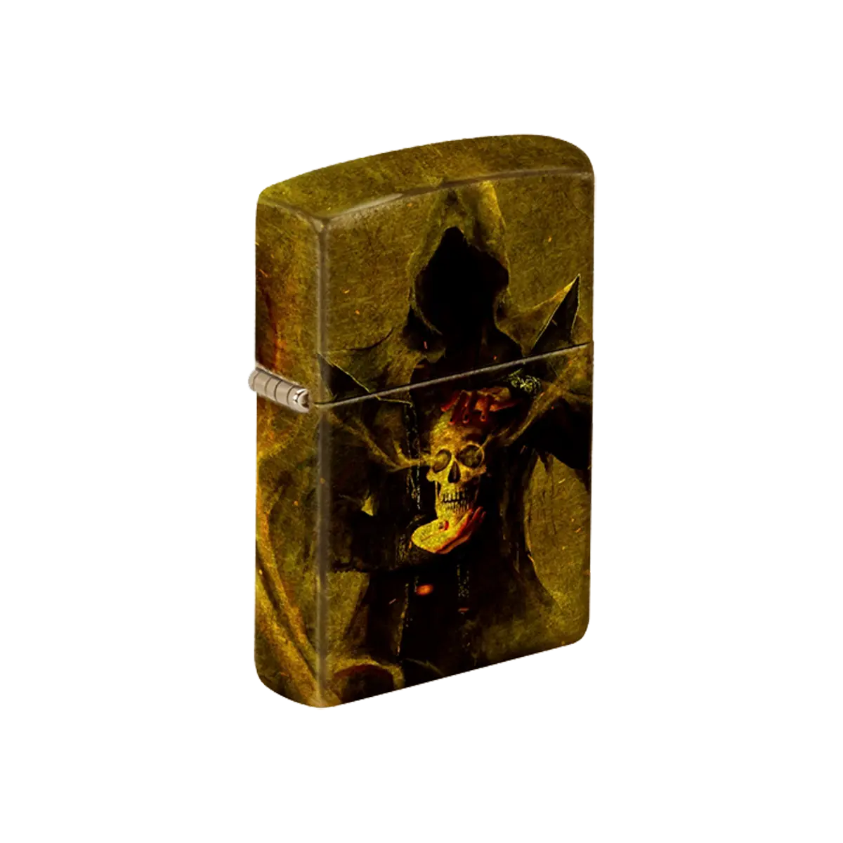 Zippo Lighter - Grim Reaper Has Your Head 540 Fusion Tumbled Brass Finish Vintage Antique Design