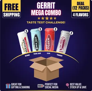 Gerrit Gum Mega Combo 4 Flavors 3 Each (12 Packs)