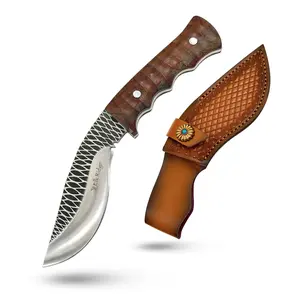 Elk Ridge Fixed Blade Knife 4.75" Mirror Polished Blade, 4" Pakkawood Handle with Leather Sheath ER-FIX126