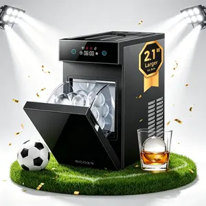 ecozy 2.1 Inch Clear Ice Ball Maker, 48 pcs/Day, 8H Timer, 1 pc in 30 Mins, Minimal Footprint Sphere Ice Maker, Self-Cleaning, CrystalFlux Technology Round Ice Maker for Home Bar Whiskey & Bourbon summerwins