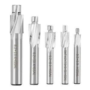 5 count M3-M8 Slotting Counterbore End Mill  Solid Slot Countersink End Mill Drill Bit
