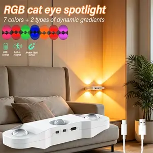 2 PCS Smart LED Night Light with Motion Sensor,RGB Gradient Dimmable Wall Lamp, USB Rechargeable Indoor Ambient Lighting, Magnetic Step Lamp for Entryway, Bedside, Desk, Operated for Bedroom, Bathroom, Stairs & More