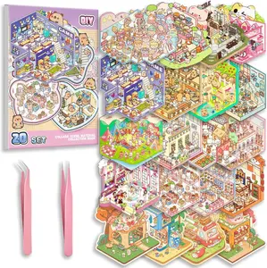 Mothers Day Gift DIY 3D Sticker Scene Book Collecting 20 Set of Stickers for Girls Cute Kawaii Fun Make Your Own Room House Scenes Sticker Therapy for Adult Relief Stress Pass The Time, 1500+pcs Stickers (Scene 2.0)