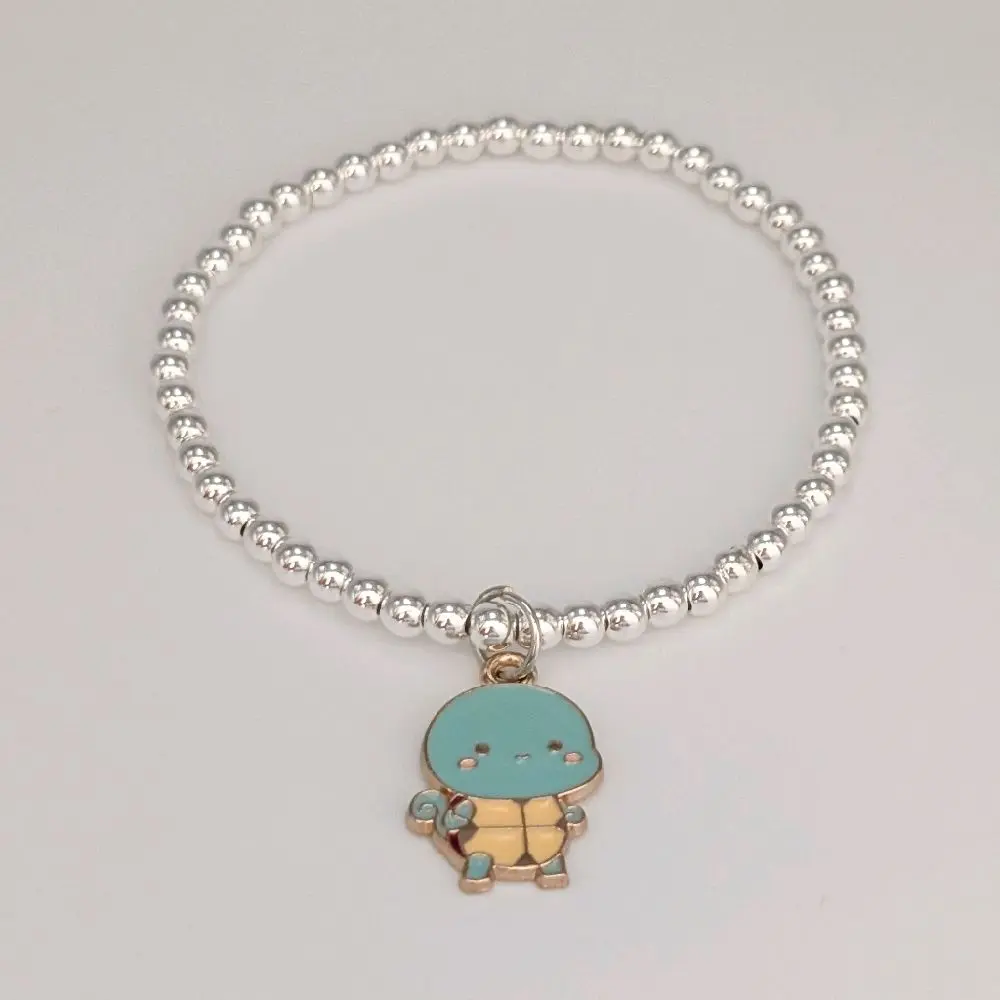 Poke Bubbles Charm Sterling Silver3mm Bead Bracelet