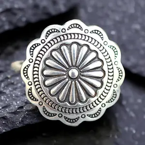 concho ring, sunflower ring, western jewelry, boho ring, oxidized silver ring, ethnic jewelry, statement ring, mothers day gift ideas，gift for her