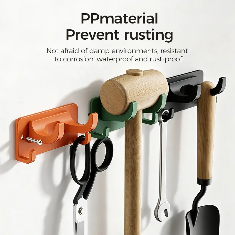 5 PCS PPmaterial Wall-Mounted Tool Organizer（Screws included），Space-saving Luxury Style Hook，Rust-Proof & Waterproof， Durable PP Material - Ideal for Damp Environments - Resistant to Corrosion