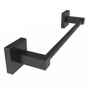 RUACQ 10 Inch Hand Towel Holder Wall Mounted, Square Base Towel Bar for Bathroom, Stainless Steel, Total Length 12inch, Matte Black