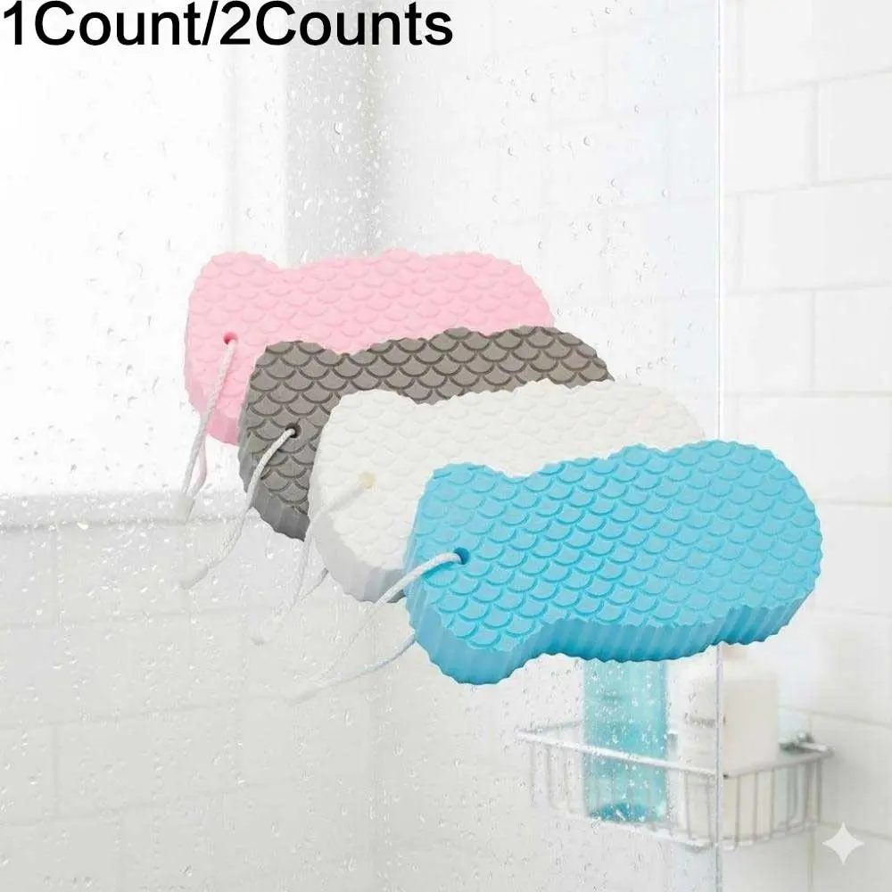 Reusable Antibacterial Bath Sponge for Deep Pore Cleansing & Exfoliation, Natural Bamboo Charcoal Fiber Back Scrubber, Gentle for Sensitive Skin, Men and Women Shower Loofah with Body Scrubber, Travel-Friendly Bath Set, Exfoliating Net Sponge, Shower Puff