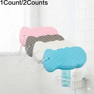Reusable Antibacterial Bath Sponge for Deep Pore Cleansing & Exfoliation, Natural Bamboo Charcoal Fiber Back Scrubber, Gentle for Sensitive Skin, Men and Women Shower Loofah with Body Scrubber, Travel-Friendly Bath Set, Exfoliating Net Sponge