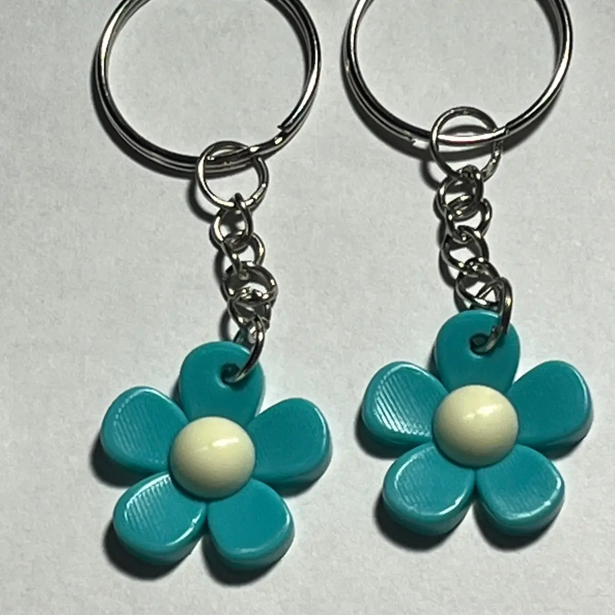Teal Flower Keychain