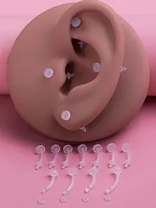 Clear Flexible Acrylic Eyebrow Piercing Jewelry, Cartilage Tragus Retainer, Ear Helix Earring, 8mm 10mm, 14/16 Gauge, Subtle Body Jewelry