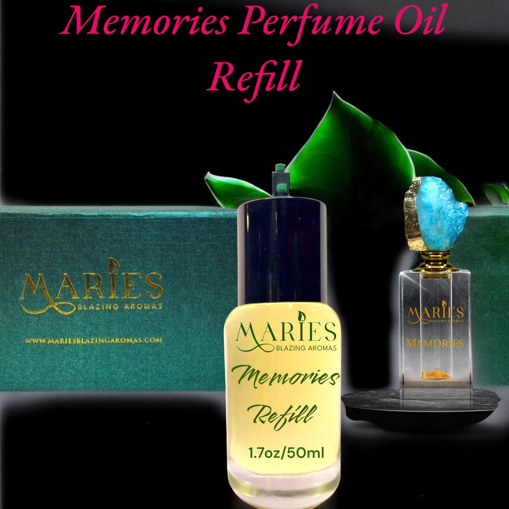 MARIE'S Memories Luxury Perfume Oil Refill 1.7oz Glass Bottle with Premium Fragrance Oil Blend, Alcohol Free, Includes Custom Logo Box