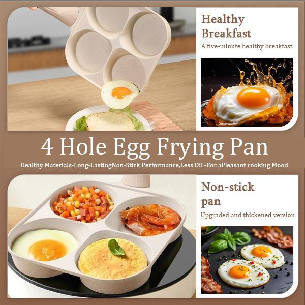 Complete Breakfast Set: 4-Cup Granite Nonstick Egg Pan with Free Spatula & Oil Brush – Your All-in-One Omelette & Pancake Maker Multifunction Non-Stick Egg Frying Pan