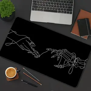 Skeleton Hands Line Art Mouse Pad, Minimalist Drawing Large Gaming Mouse Pads, Abstract Art Desk Mat, Non-slip Rubber Base Keyboard Pad, Office Desk Accessories