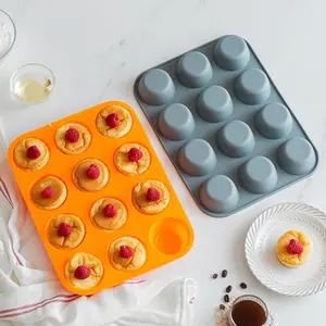 Silicone Muffin Pan, 1 Count Non-stick Baking Cupcake Mold, Oven-safe Pudding Pan for Baking Treats, Kitchen Baking Supplies, Bakeware