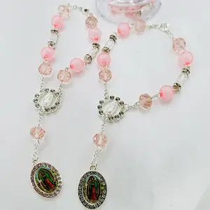 Baptism Favors 12pcs  Bracelets with Virgen Mary medal & acrylic Beads Recuerdos Para Bautizo FREE Bags for Special gifts