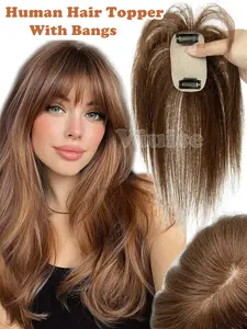 5x9cm Real Hair Bangs Clip-In Extensions, Human Hair Toppers Natural Look & Easy Install, Perfect for Daily Wear & Travel, Enhances Volume & Coverage, Human Hair Pieces