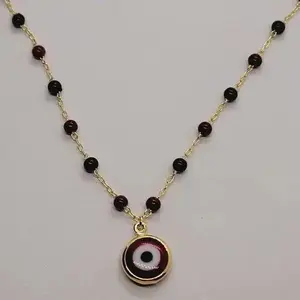 Brand New Brazilian 18k Gold Filled Red Evil Eye Necklace 18 Inch Beaded Design Tarnish Resistant with Free Jewelry Bag