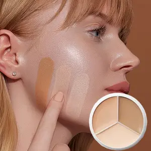 Three-Color Concealer Palette High Coverage Spot Blemish Dark Circles Waterproof Sweatproof Long-Lasting Natural Finish