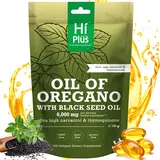 HiPlus Nutrition Oregano Oil with Black Seed Oil Softgels | Immune Support,Antioxidant Boost | with Black Seed Oil & High Carvacrol | Non-GMO, Plant-Based | 300 Count