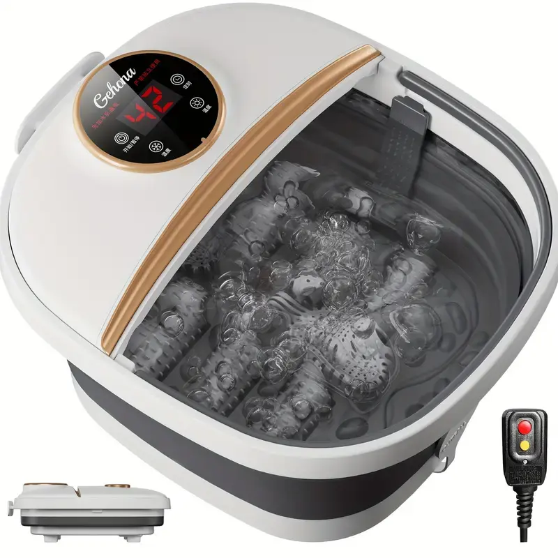 Foot Spa Bath Massager with Heat, Epsom Salt,Bubbles, Vibration and Red Light, Tub for Stress Relief,Foot Soaker Gifts for Men Mom