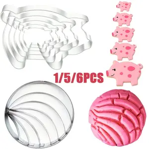 1/5/6pcs Mexican Bread Molds Set, Stainless Steel Dual-Sided Mold, Pig Cookie Cutter, Snail Shape Cutting Tool, Party & Gift Ideas