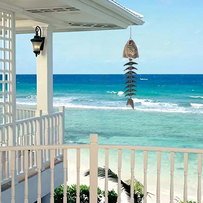 Fishbone Design Wind Chime, Unique Fishbone Design Wind Chime, Durable Wind Chime for Garden, Outdoor, Home Decor, Party Decoration