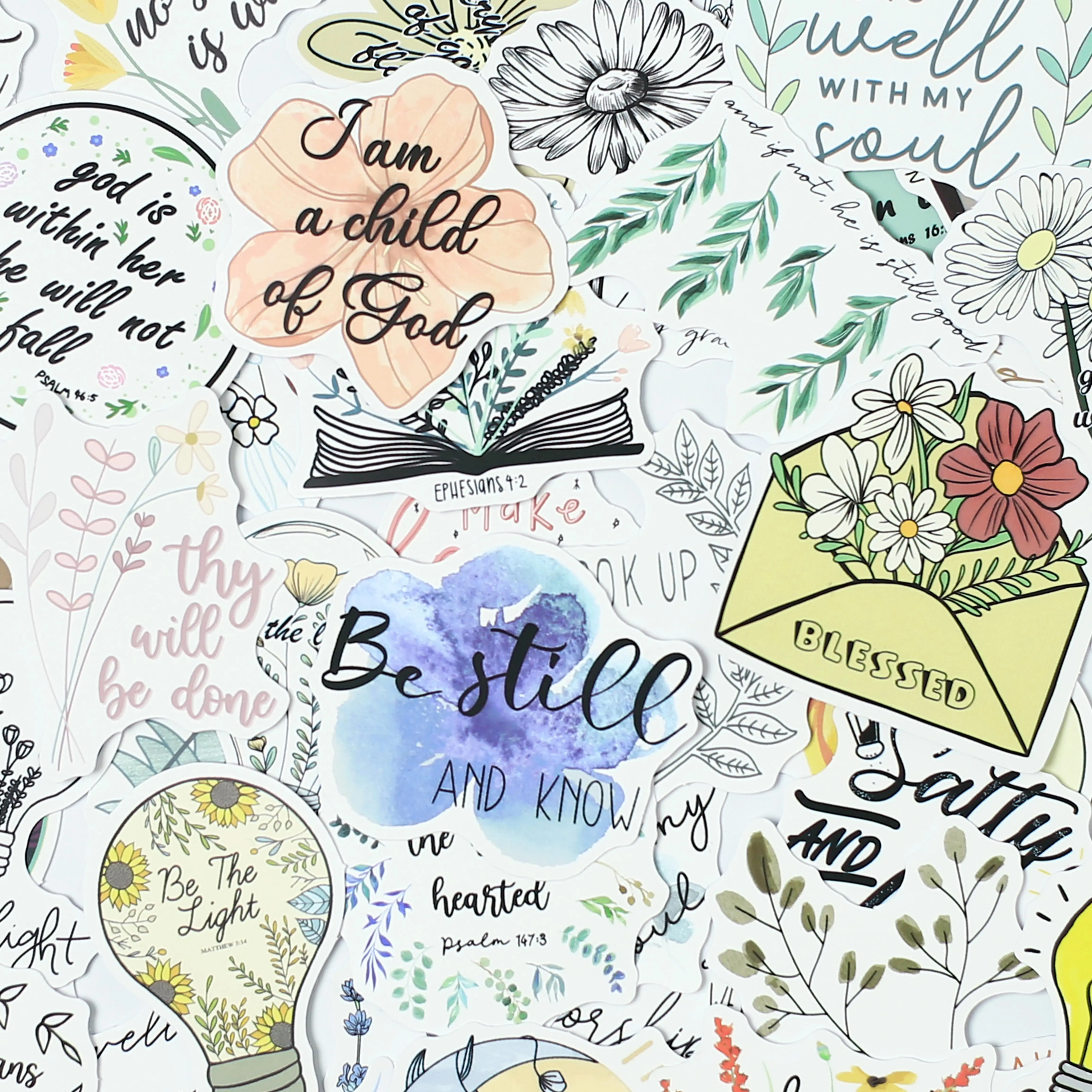 50-Pcs Inspirational Bible Verse Stickers Set for Room Decor DIY, Kindle Accessories, Laptop, iPad & More
