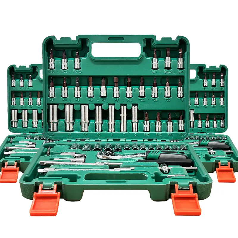 Professional 53 Pieces 1/4 inch Drive Socket Ratchet Wrench Tool Set, with Bit Socket Set Metric and Extension Bar for Auto Repairing and Household, w