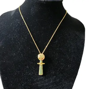 Elegant African doll stainless steel necklace.