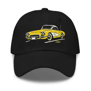 1958 Corvette Dad Hat – Classic Yellow C1 Chevy Sports Car Baseball Cap