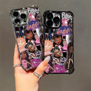 Bratz Sasha Retro Sparkle Phone Case with Glitter Lips Pink Star Vintage Bunny For Teen Girls & Fashion Lovers Compatible with iPhone 11/12/13/14/15/16 (Pro Max/Plus)