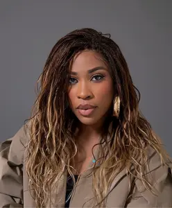 JALIZA Michelle - 22" Salon-Style Bora Bora Pre Bleached Swiss HD Lace Human Hair Curls Loose Body Balayage Ombre 1B-4-27 Glueless Boho Box Braided Wig