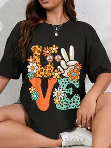 100% Cotton Peace Sign Love 60s 70s Clothes 70s Outfits For Women Men T-Shirt