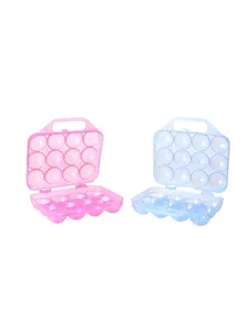 Basicwise QI003329BP Clear Plastic Egg Carton, 12 Egg Holder Carrying Case with Handle, Set of 2