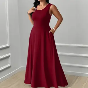 Summer Plus Size Round Neck Evening Party Dress