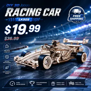 ROKR 3D Wooden Puzzle Formula Racing Car 1:18 Scale Model Kit for Adults 4 Hour Build Wind Up Toy with Realistic Gears and Engine Components Ideal Gift for Boys and Men