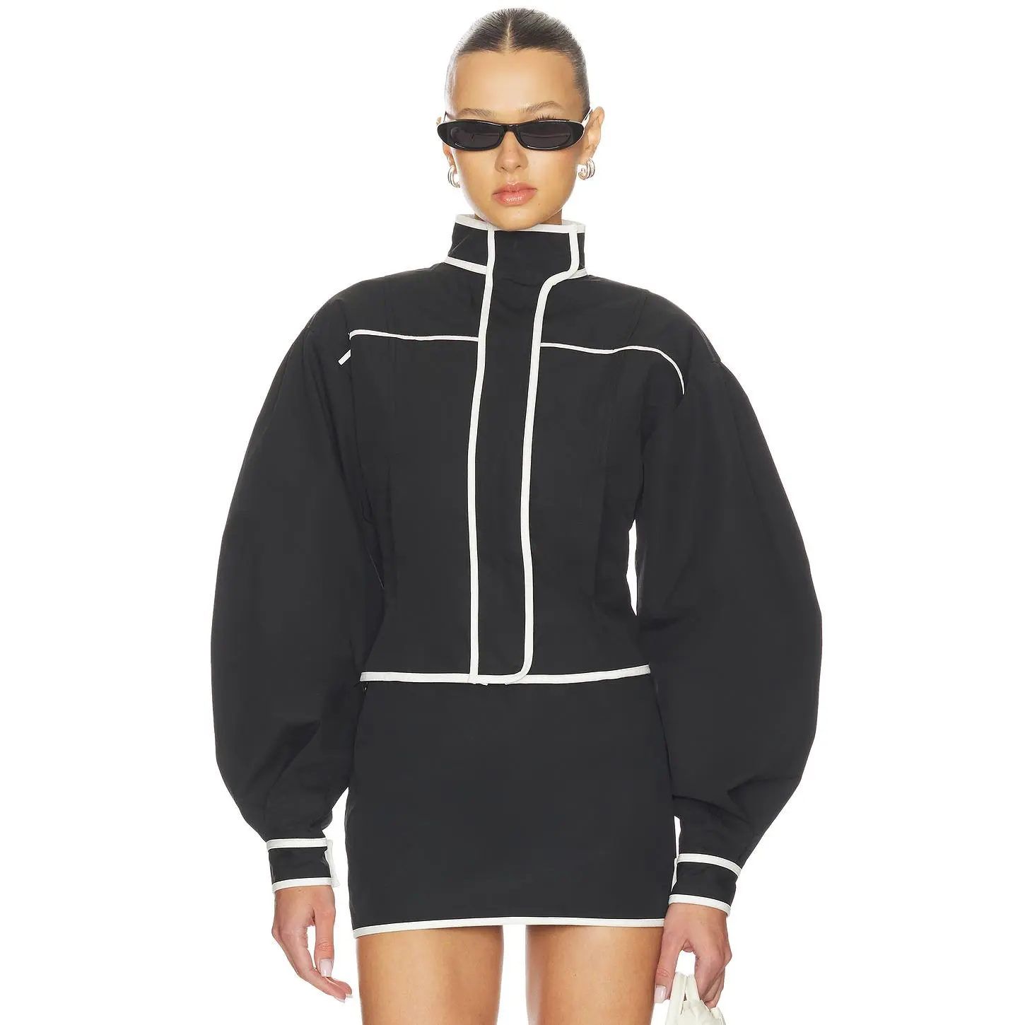 Yellow The Label Mindy Cotton Jacket in Black