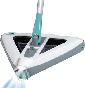 Zippi Sweeper Pro - 2025 New and Improved Lightweight Sweeper, Perfect for Short Carpet Hardwood and Tile, Triangular Design Allows for Sweeping in Corners, LED Light, 1 Hr Cleaning Time Intersell Ventures LLC