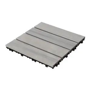 Patio Floor Tiles Pack of 11 WPC Wood-Plastic Composite Patio Deck Tiles DIY Interlocking Decking Tiles, Quick Deck Floor Tile, Court Tile, Water Resistant Indoor Outdoor -11.8"