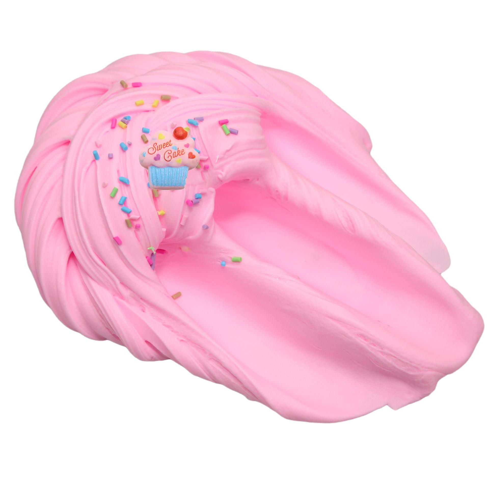 9 pices Bakudeku Slime - Sweet Cake Scented Slime for Your Happy Time - Pink Cupcake Design with Sprinkles and Blue Ribbon