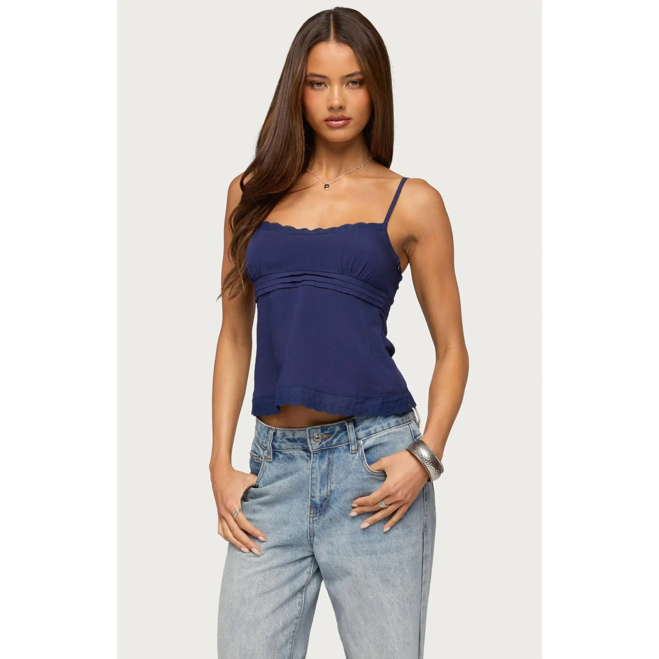 Edikted Women's Michal Eyelet Babydoll Tank Top