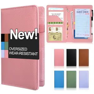 Server Book, Expandable & Zipper Pockets Server Books for Waitress, Double Reinforced & Wear-Resistant PU Leather Waitress Book,  for Restaurants, Cafes & Bars ()